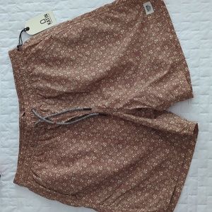 Katin mens swim trunks/lined shorts size large brown print